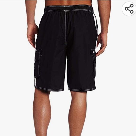 NWOT Kanu Surf black and white swim trunks - Picture 2 of 11